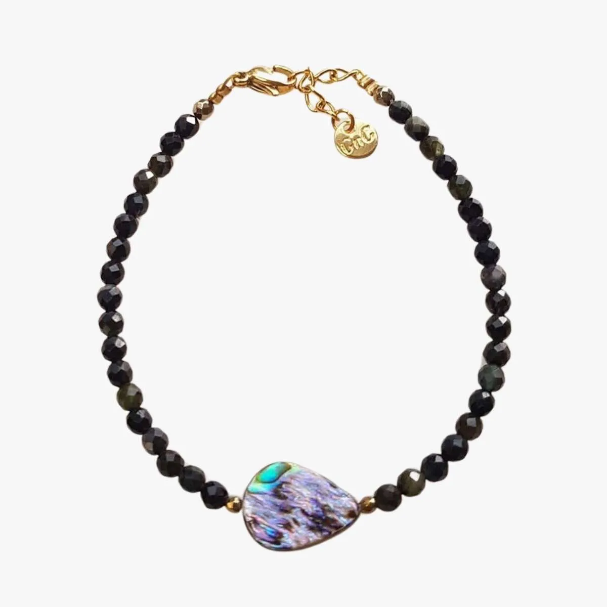 Bracelet nacre abalone et tourmaline Vert SARJANA