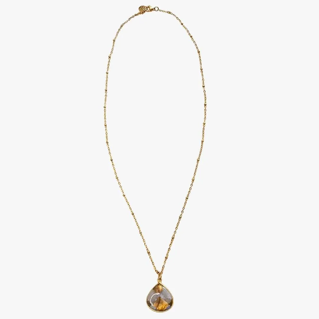 Collier pierre de lune et labradorite Gris JUSTINE
