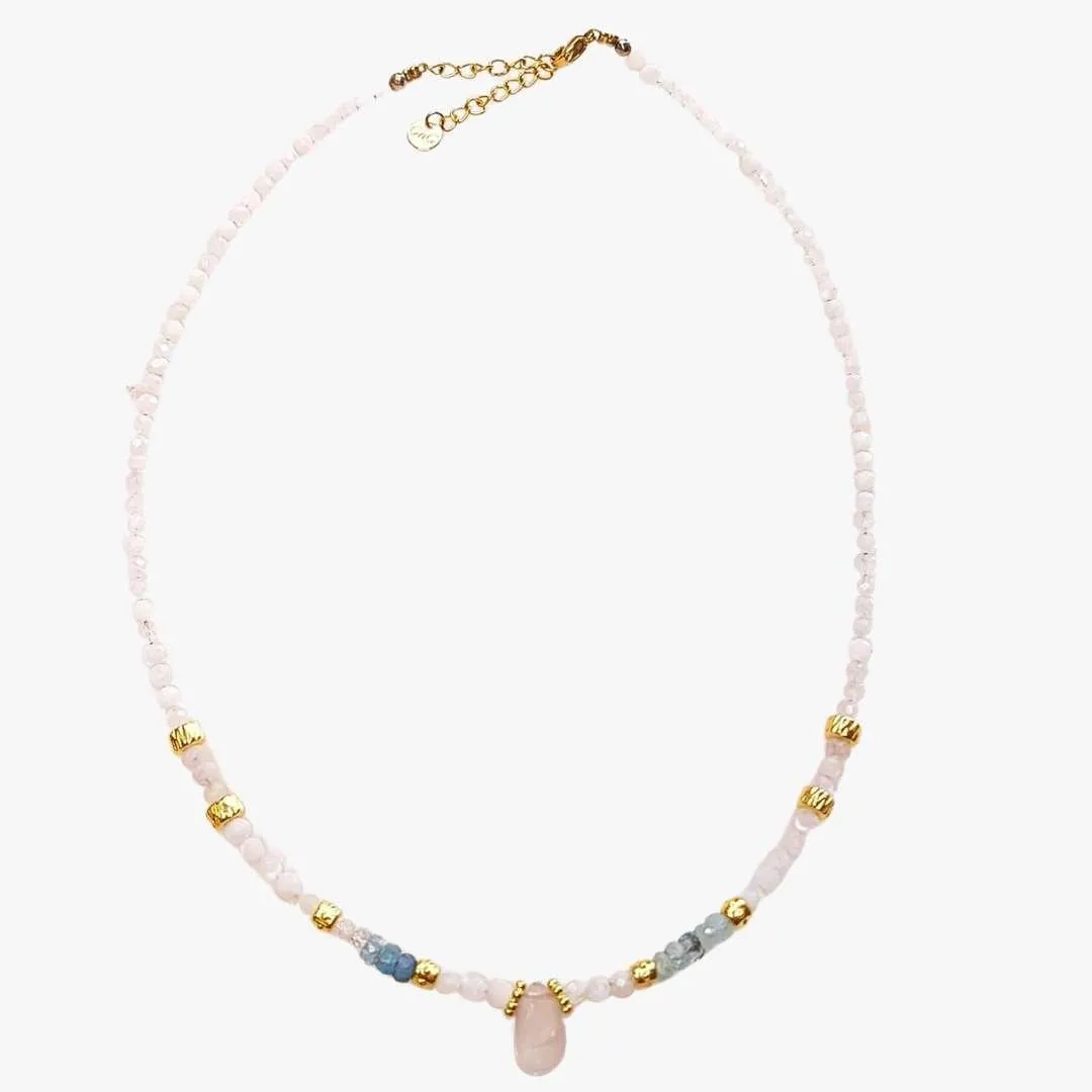 Collier morganite, quartz rose Multicolore KANTI