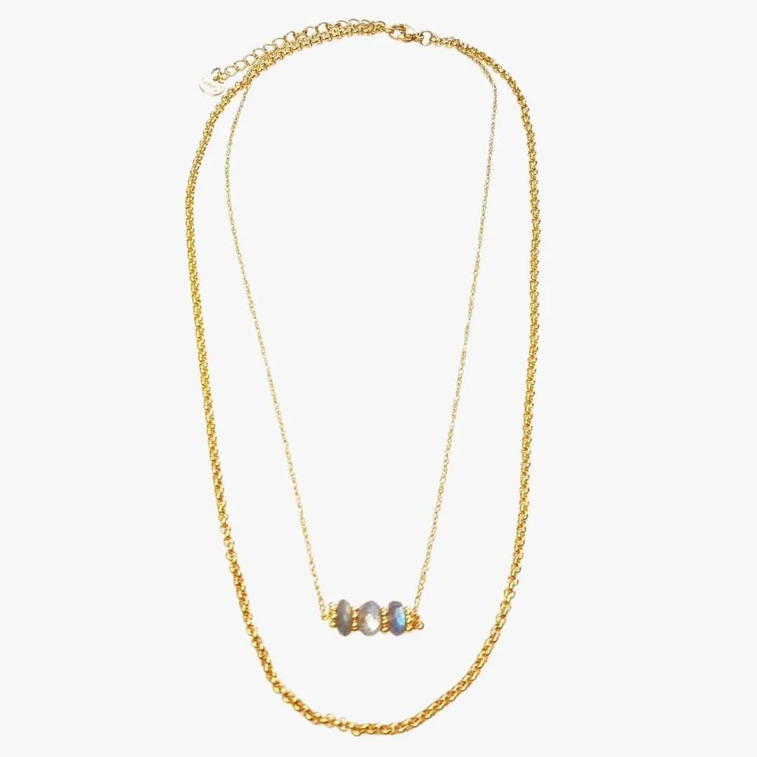Collier double labradorite Gris SURAKSHA