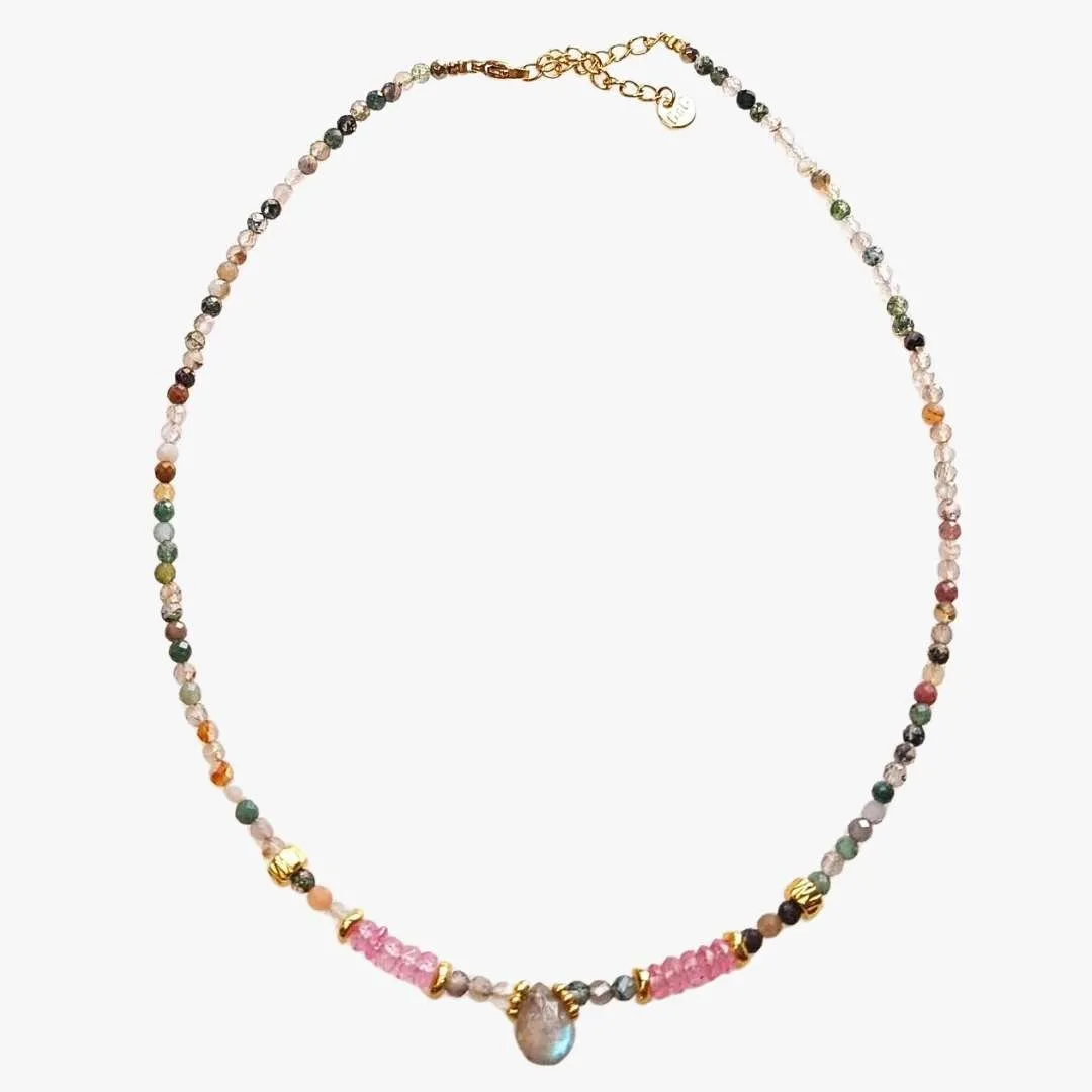 Collier agate indienne et topaze rose Multicolore GAJRA
