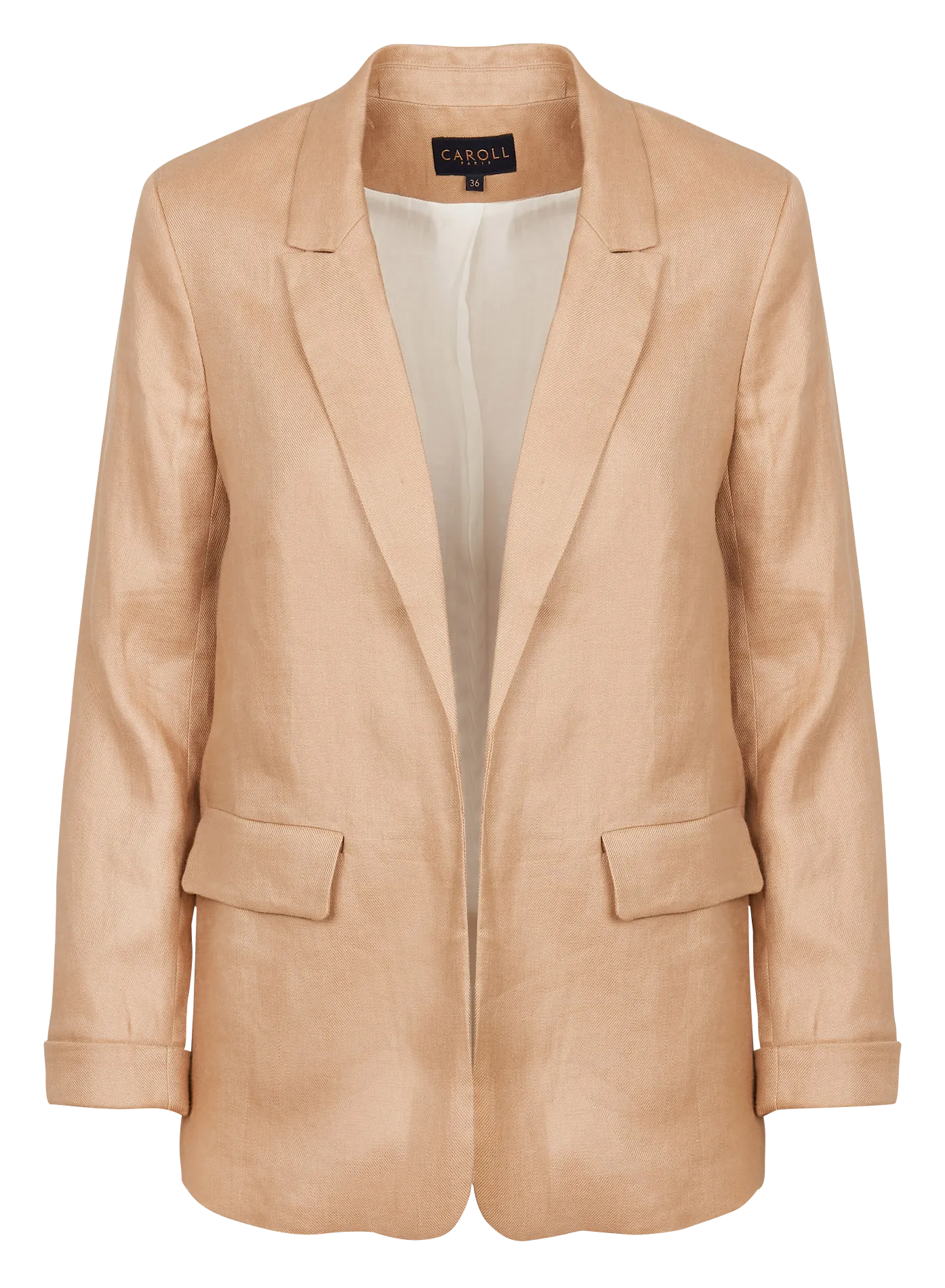 Veste tailleur droite en lin Beige VK040-RANDINE