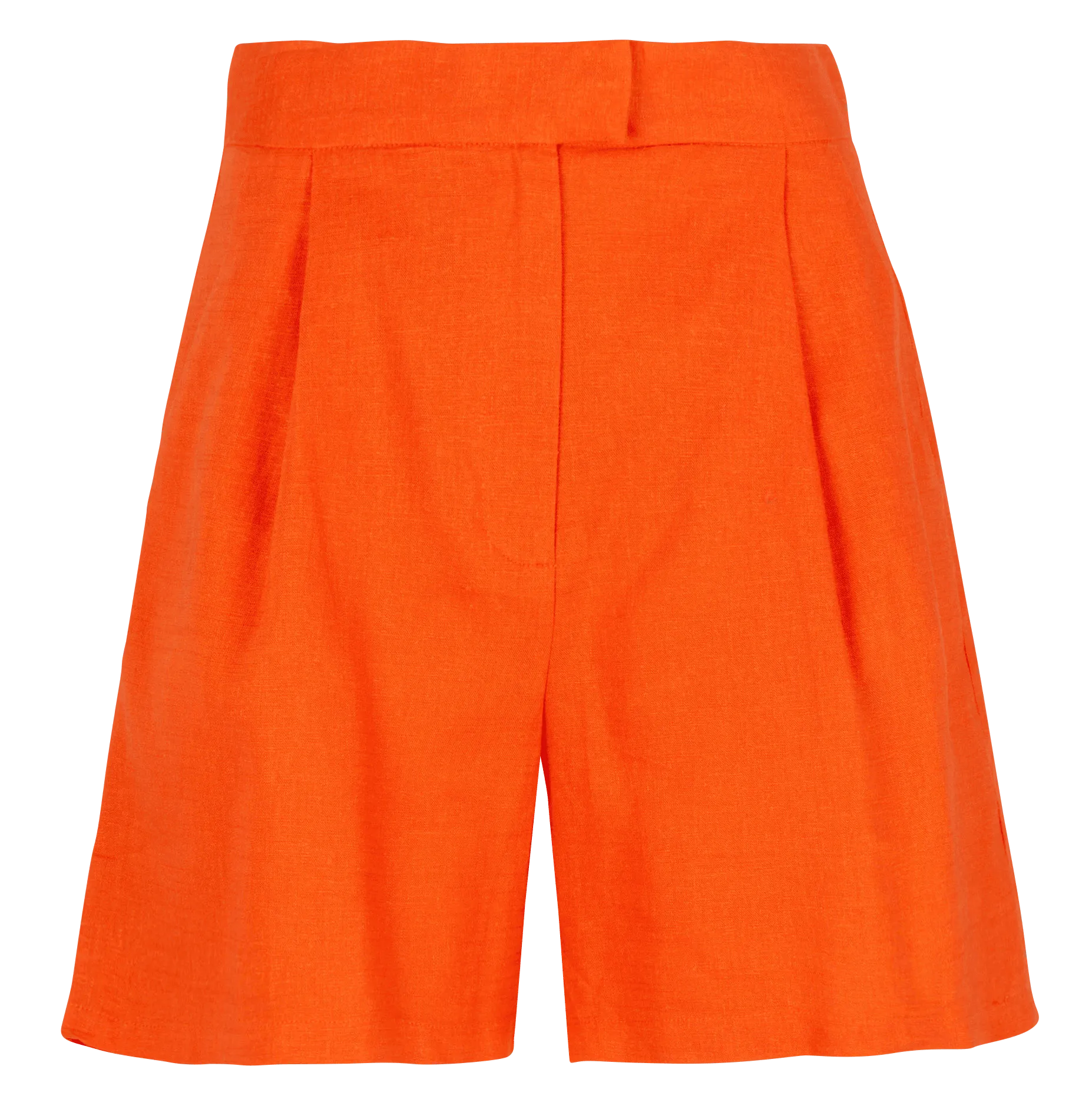 Short taille haute en lin et coton mélangé Orange SORINE