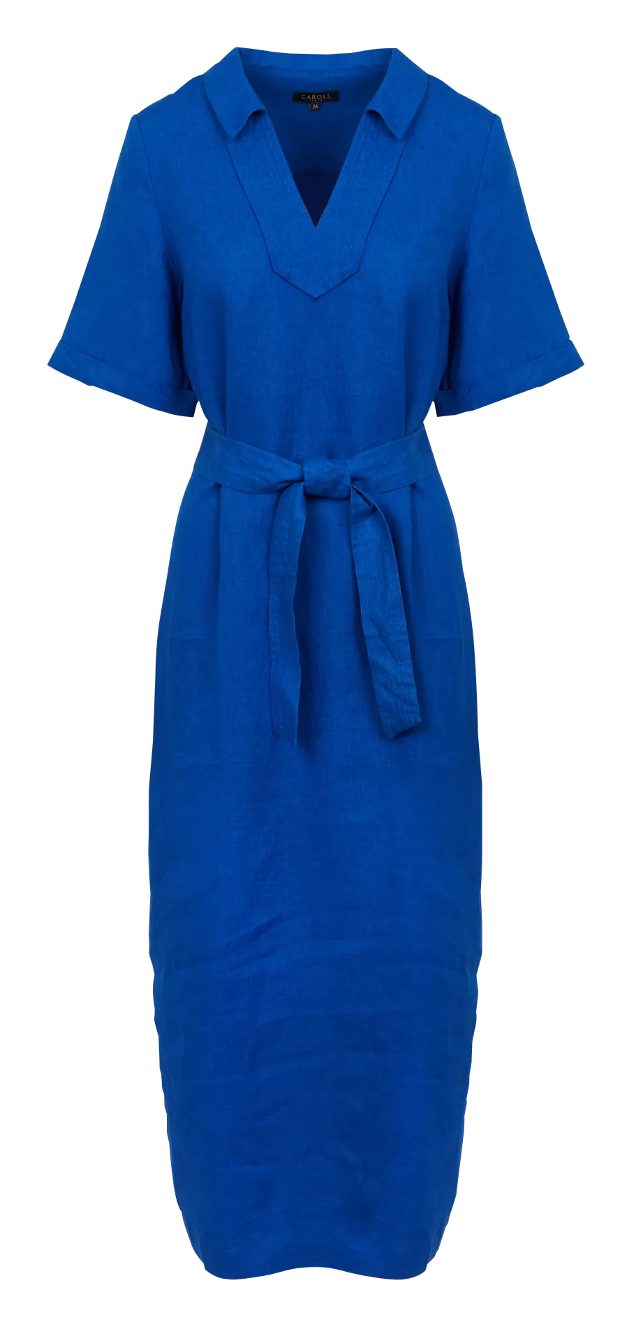 Robe longue col classique en lin Bleu 241R-RELISA2