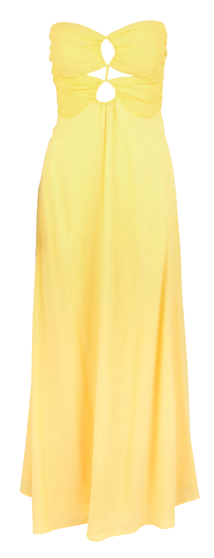 Robe bustier longue en lin et soie mélangé Jaune LIPS