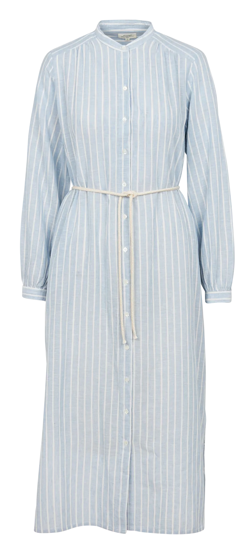 Robe longue boutonnée à rayures en coton et lin Bleu RESIDENCE