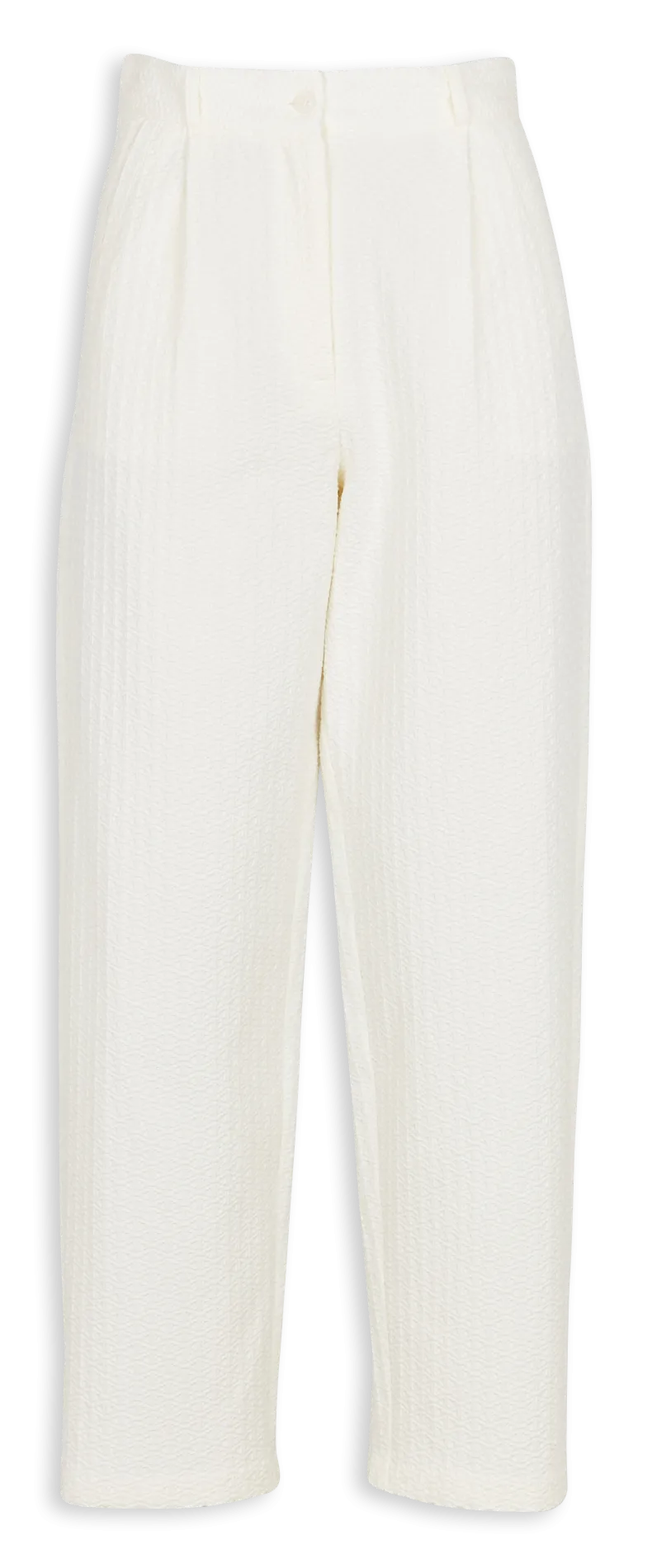 Pantalon carotte taille haute en coton mélangé Blanc CHACO