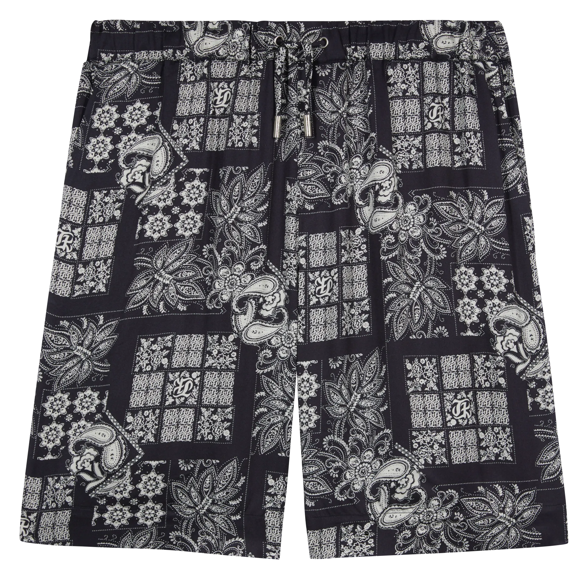 Short droit à imprimé tapisserie Bleu