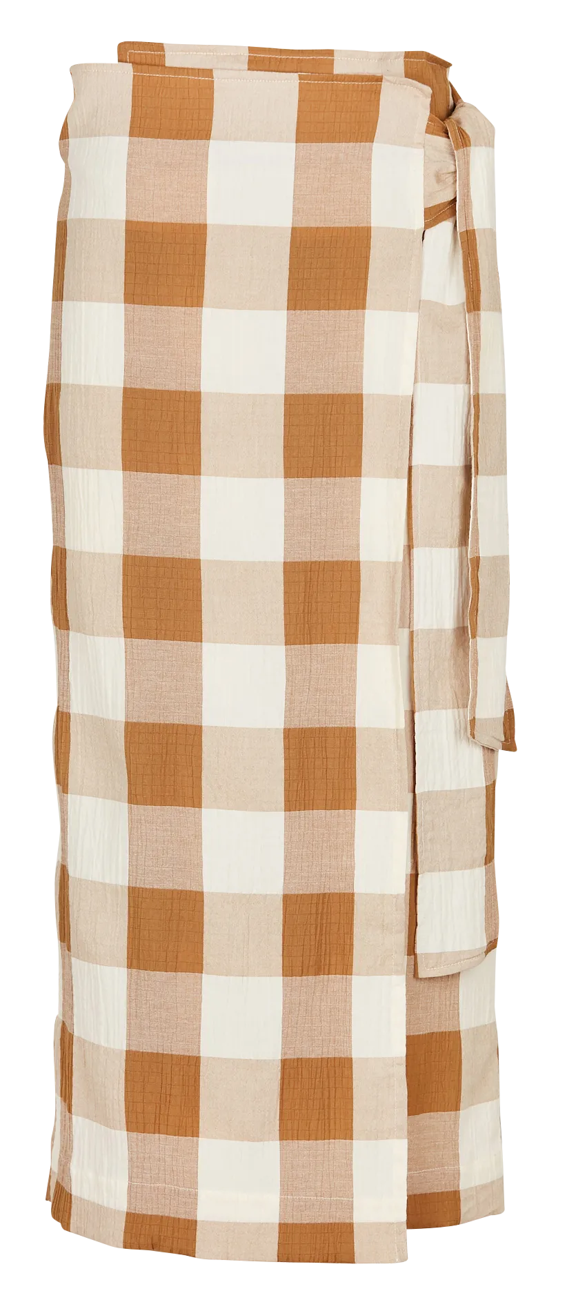 Jupe longue droite cache-cœur en coton bio mélangé Marron SKY