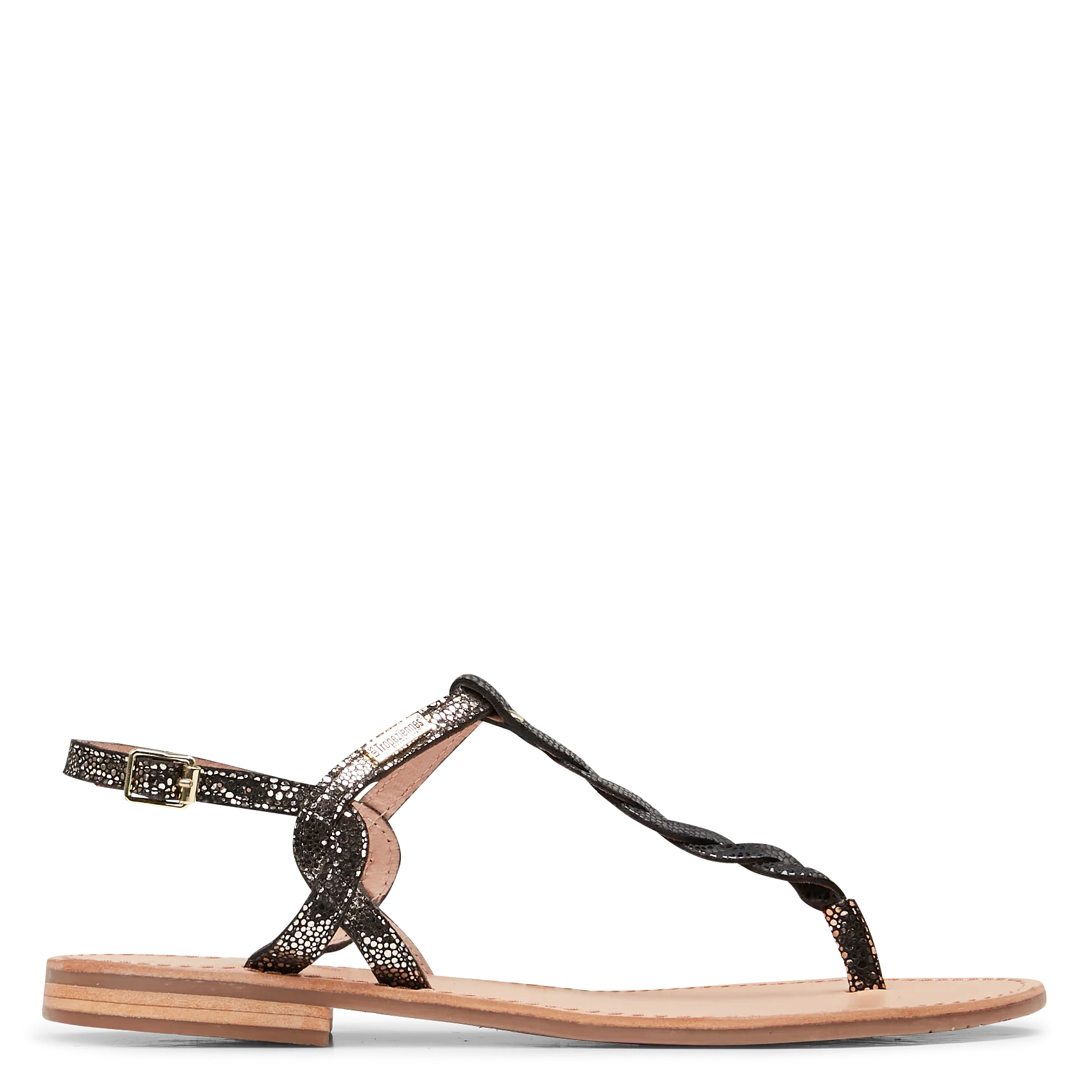 Sandales plates à brides tressées en cuir Blanc HAMSONG