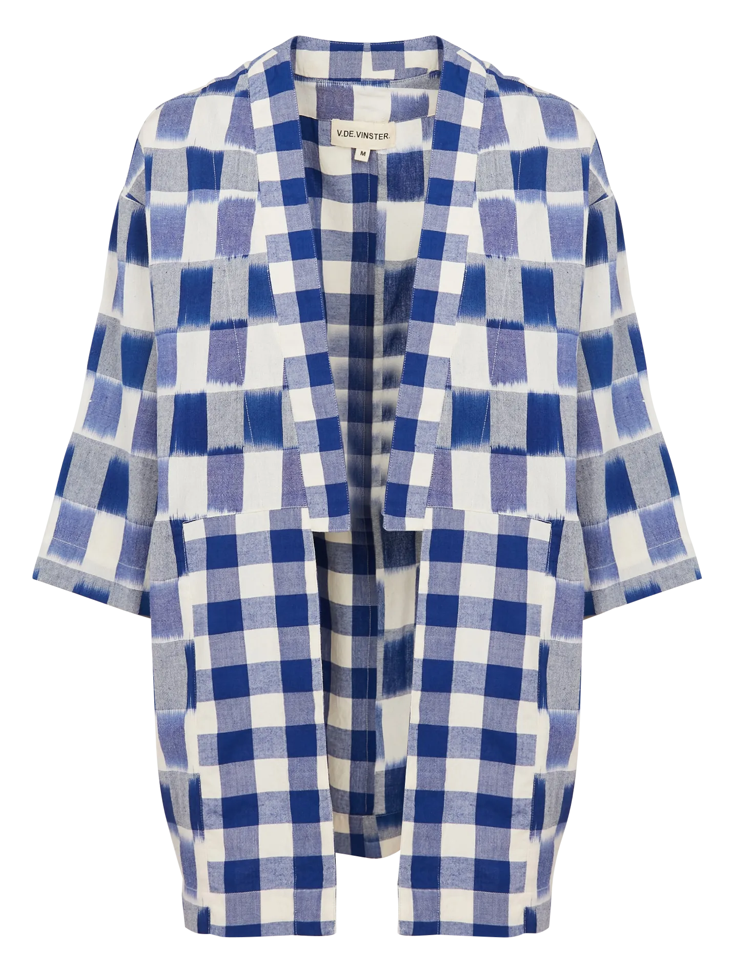 Kimono droit en coton à carreaux Bleu DILLI
