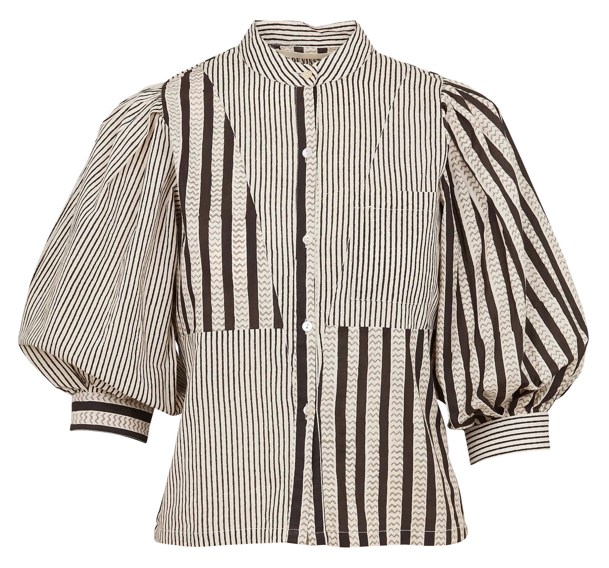 Chemise droite col mao en coton Noir SHIVA