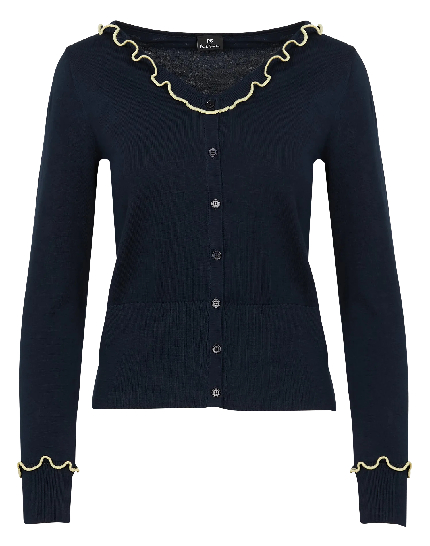 Gilet droit col v en coton organique Bleu