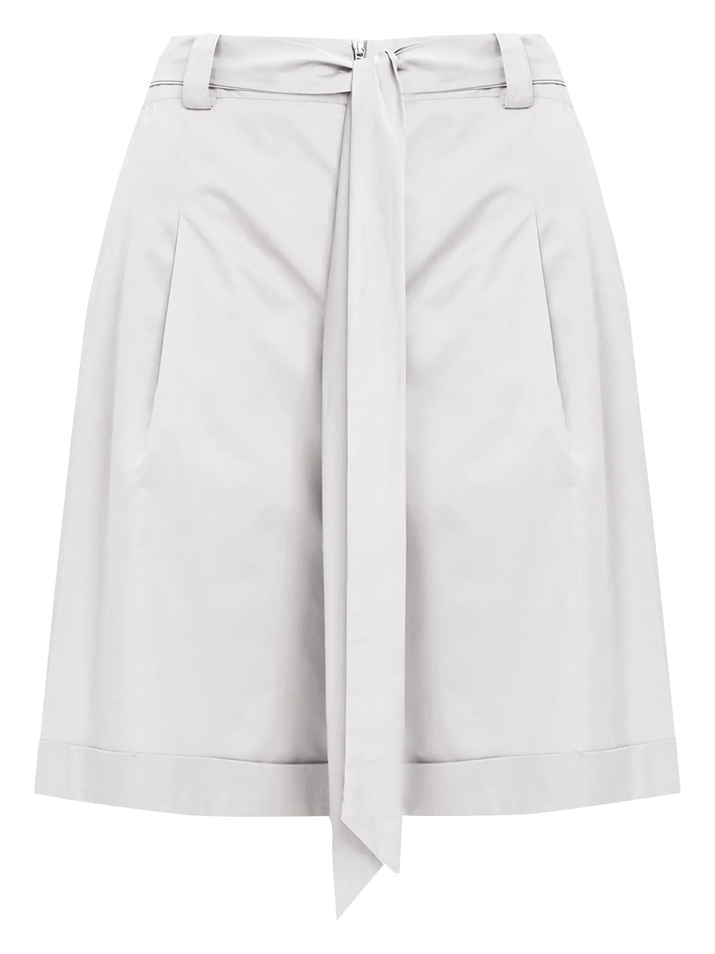 Bermuda droit ceinturé en popeline de coton Blanc