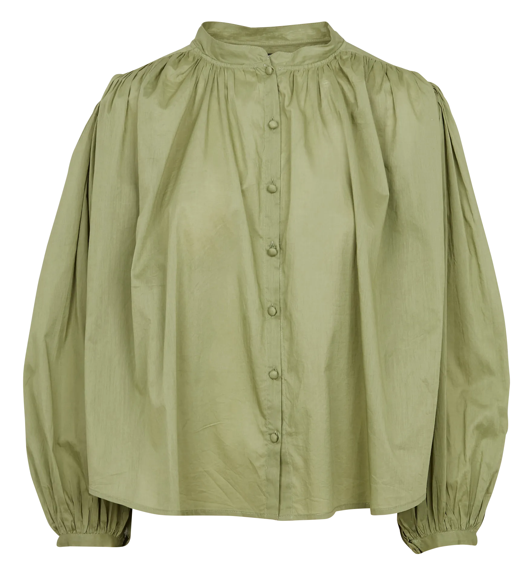 Chemise ample col montant en coton Kaki COUNTRY