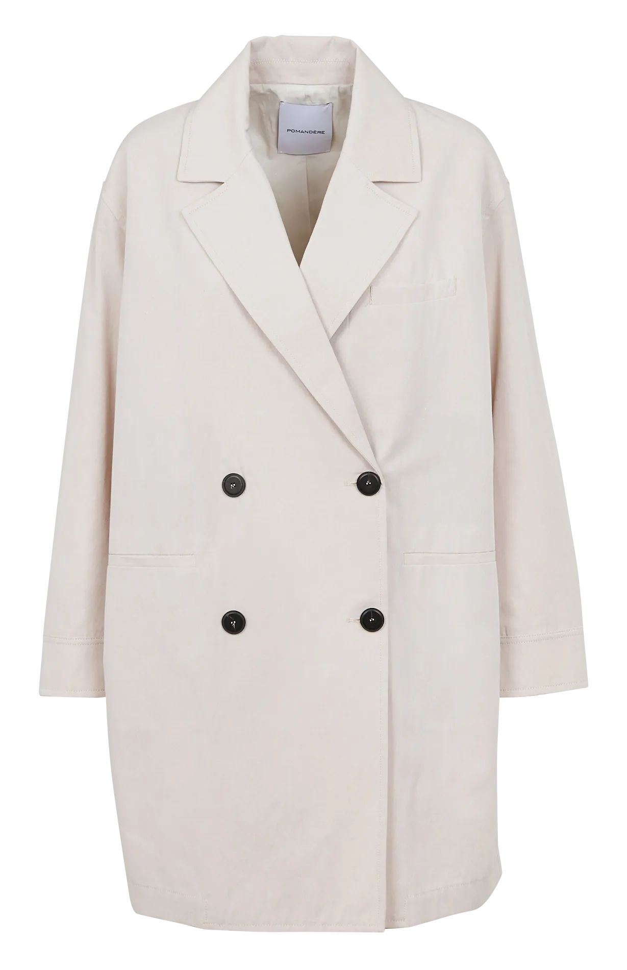 Manteau oversize col tailleur en coton mélangé Blanc