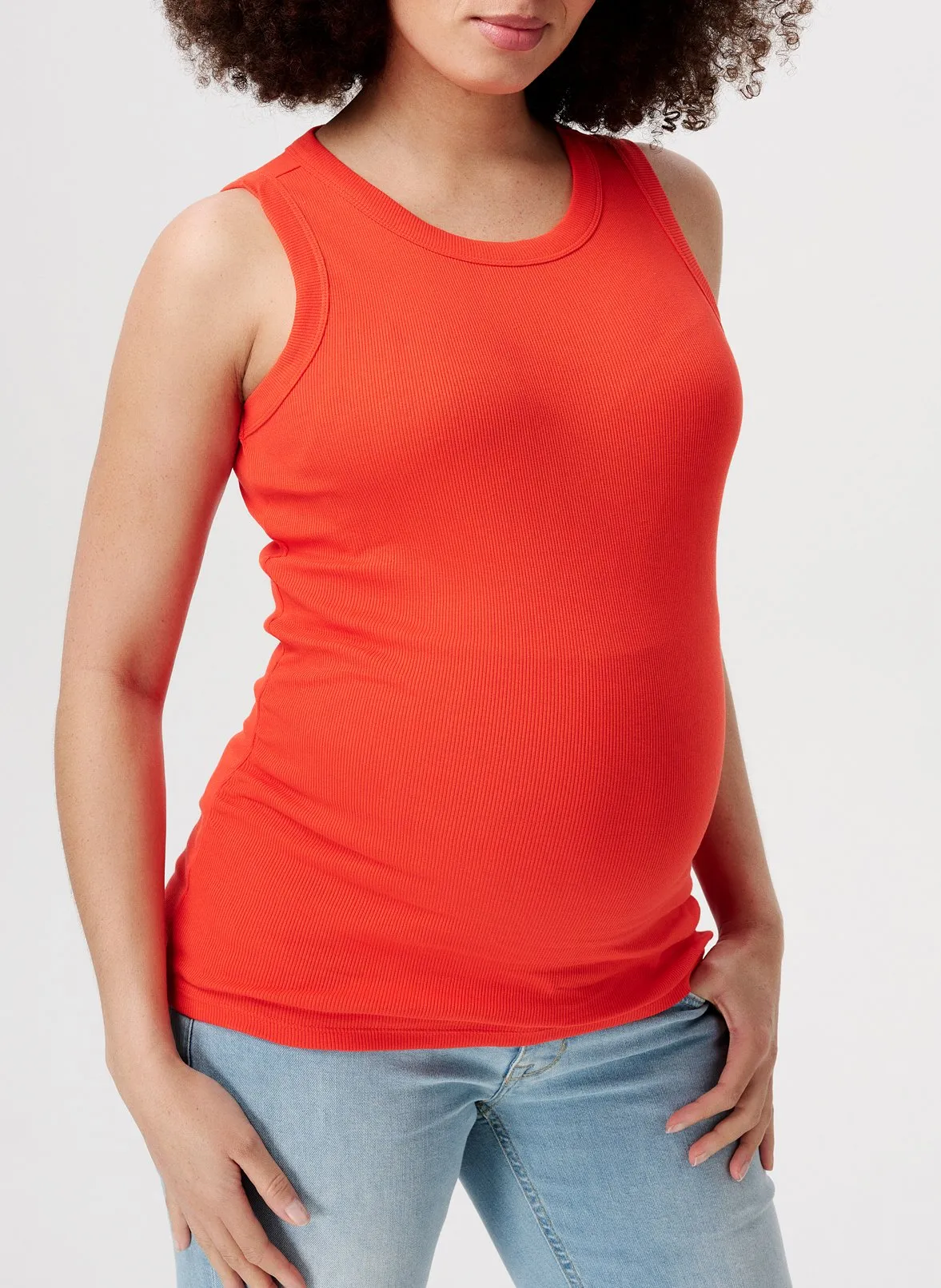 Débardeur côtelé en coton bio Rouge KAYSA