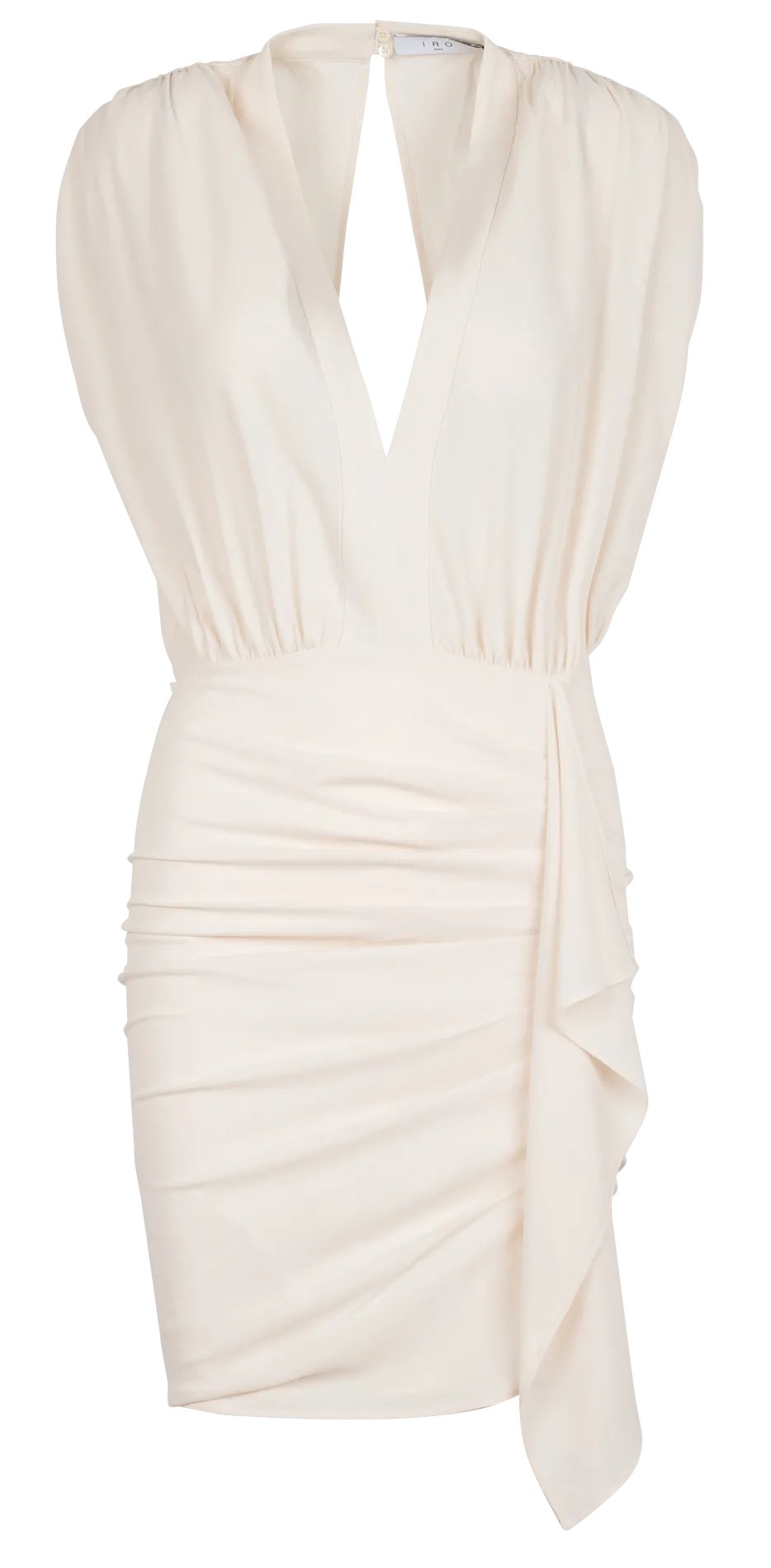 Robe midi asymétrique et cintrée à volants Beige ESSONE