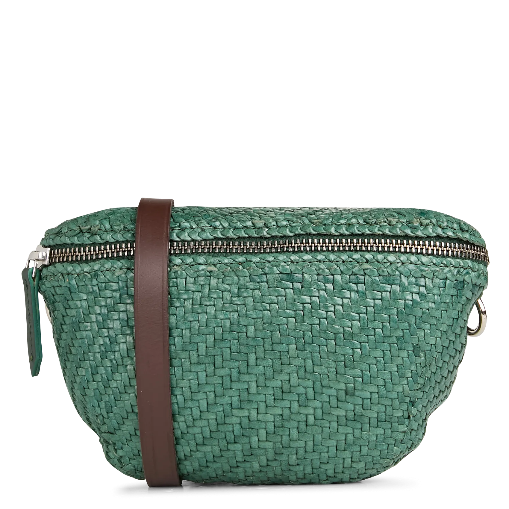 Sac banane en cuir tressé Vert CLO BANANE SMALL