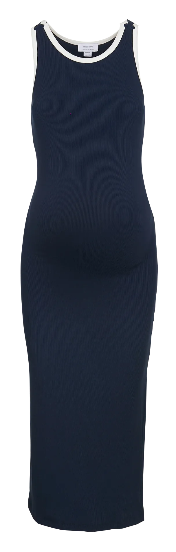 Robe midi ajustée encolure ronde Bleu JANNA