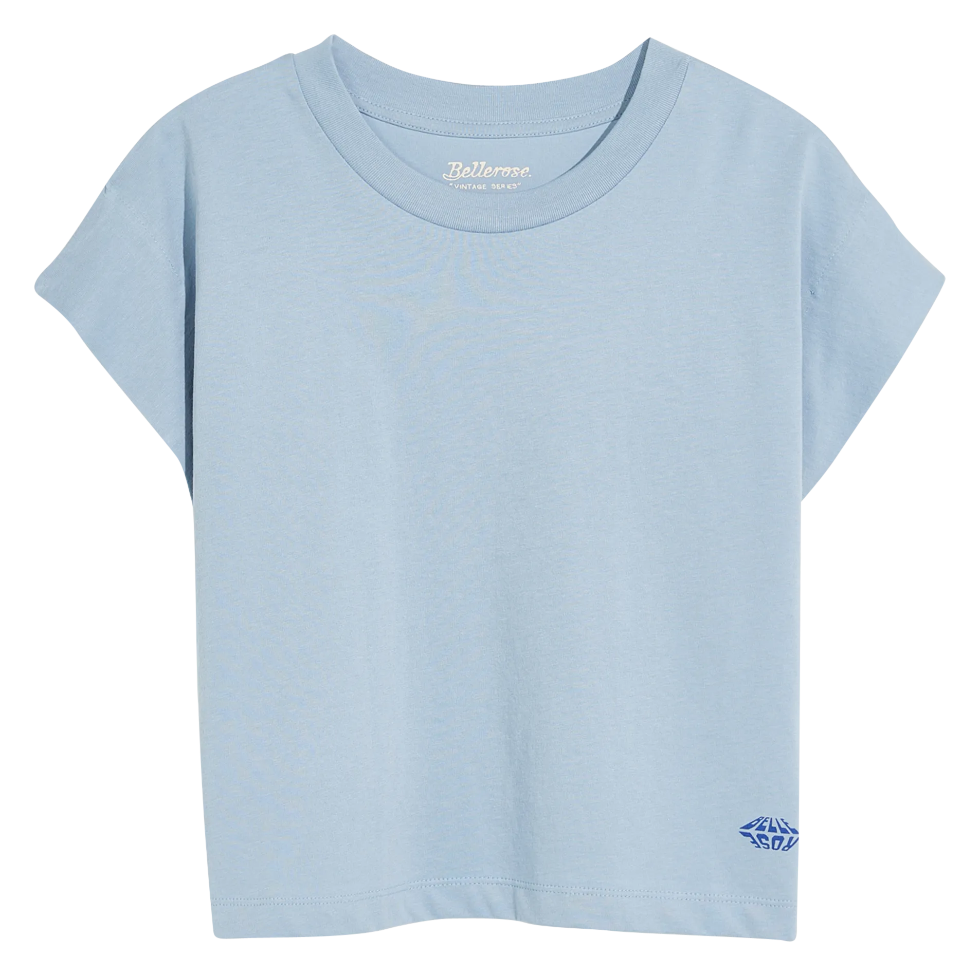 Tee-shirt droit chiné et sérigraphié en coton bio Bleu CROM