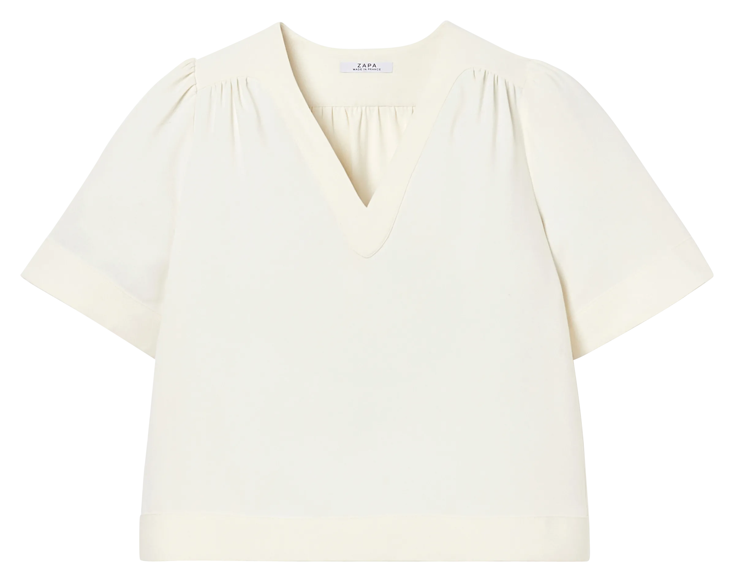 Top droit fluide à fronces Blanc TAHIEL