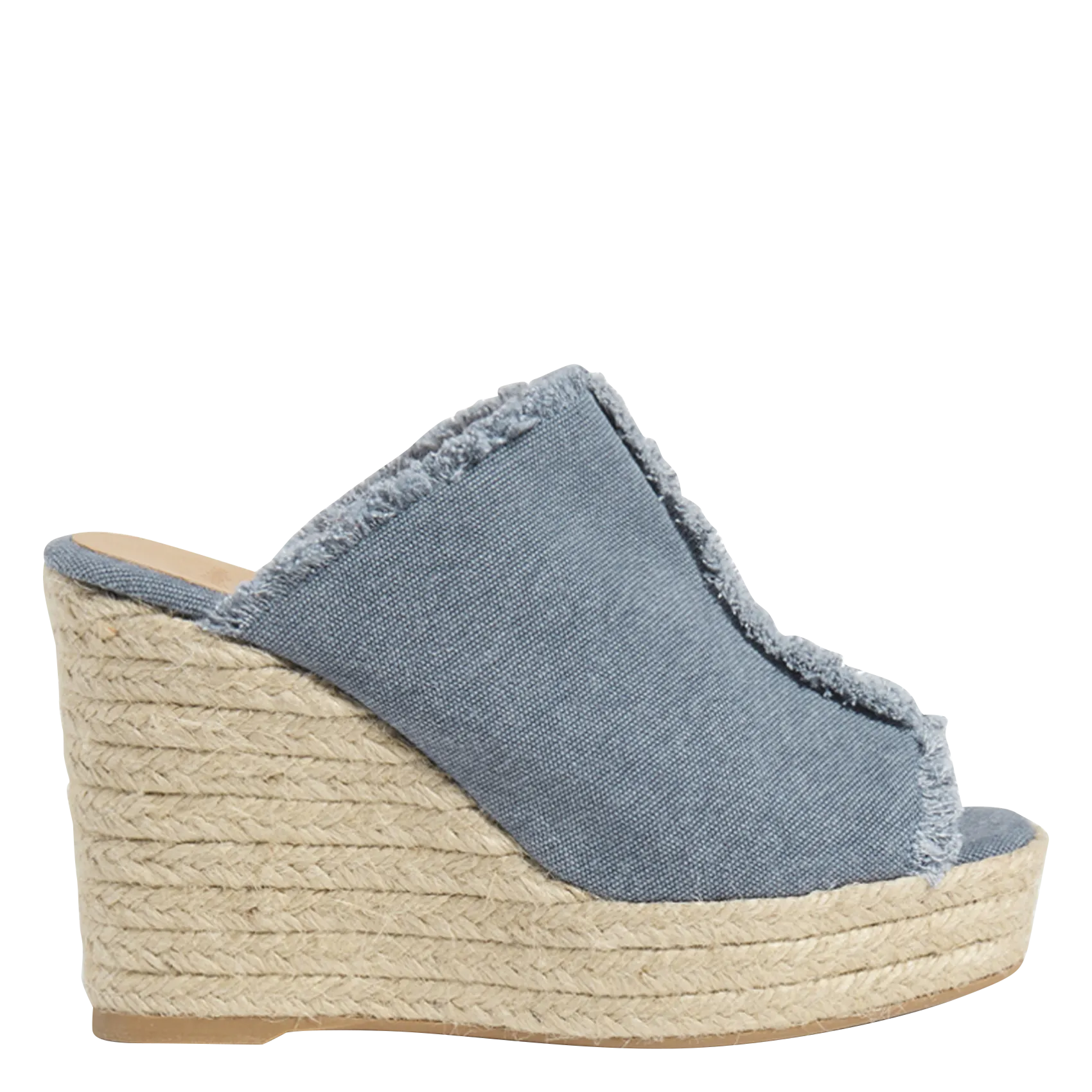 Sandales compensées en coton Bleu FATIMA