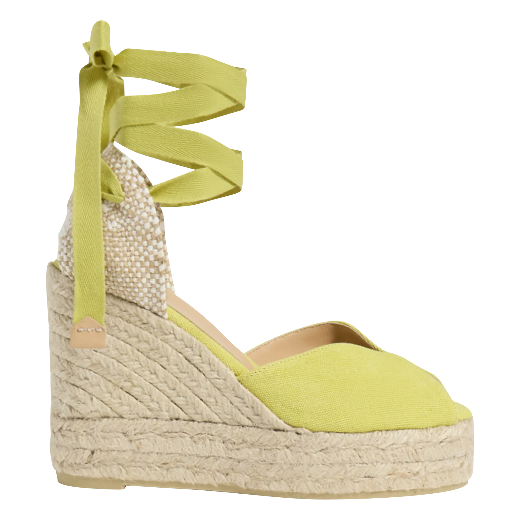 Espadrilles hautes compensées en coton Jaune BILINAED