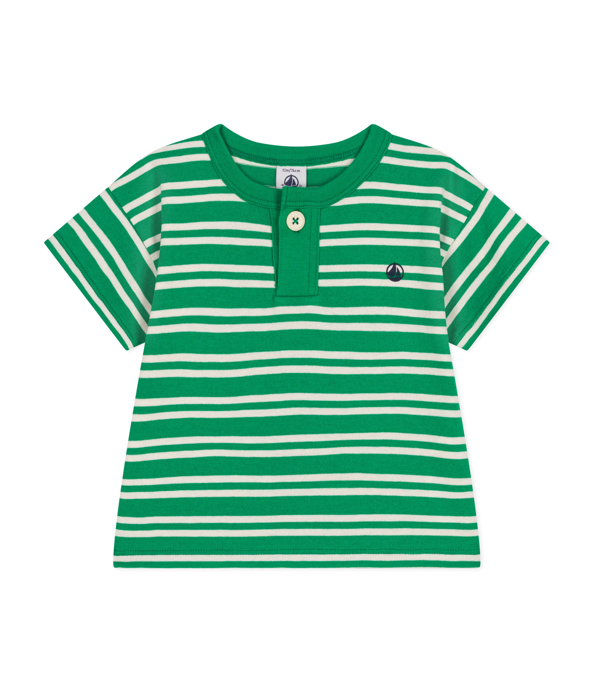 Tee-shirt manches courtes rayé en coton Vert