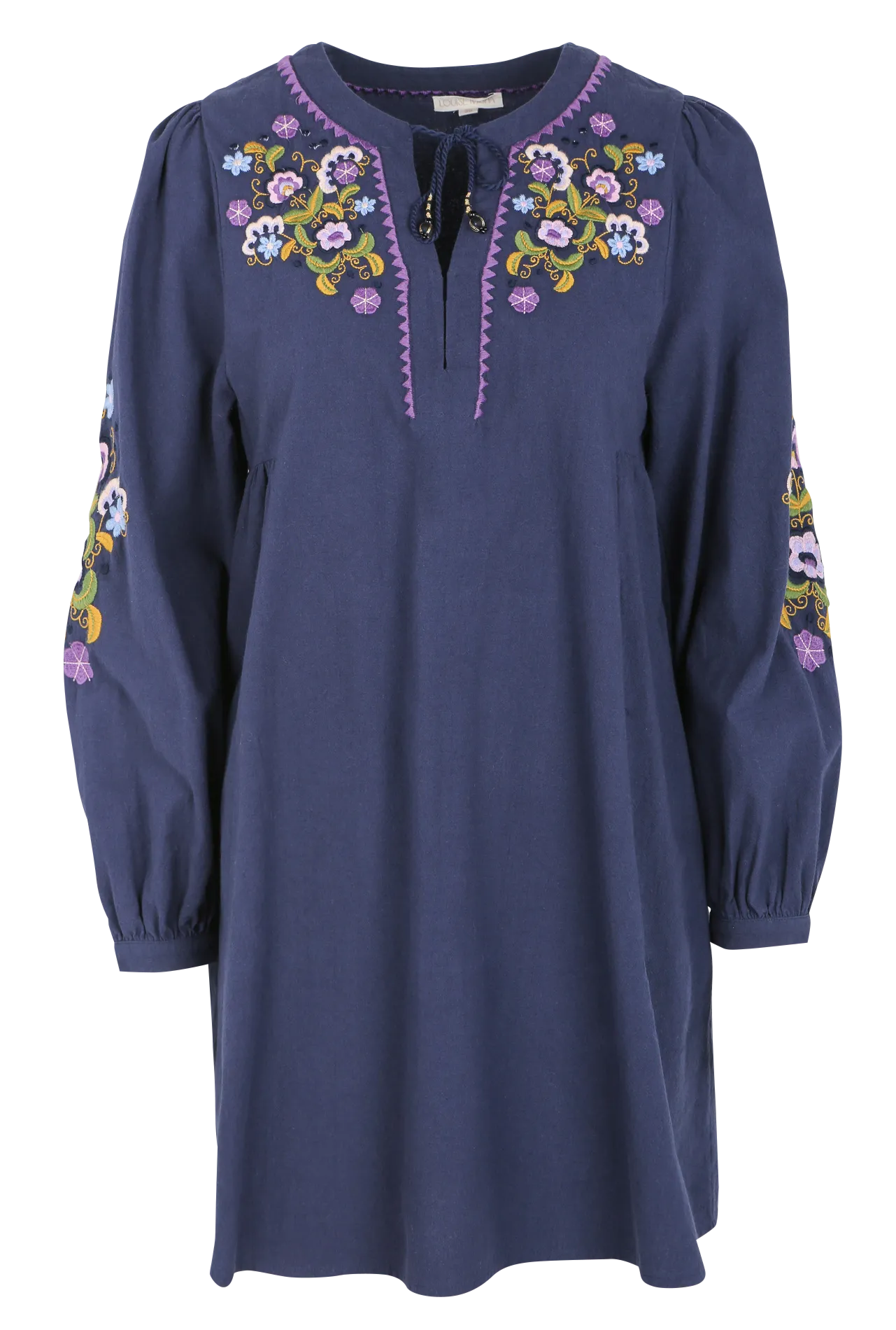 Robe courte col tunisien en coton bio Bleu HAIM