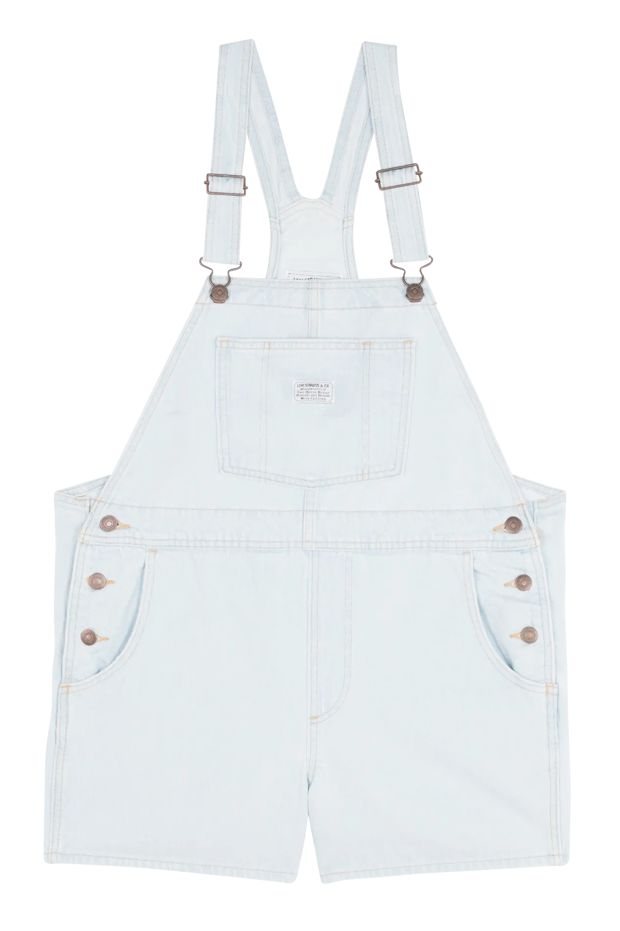 Salopette droite courte en coton Bleu