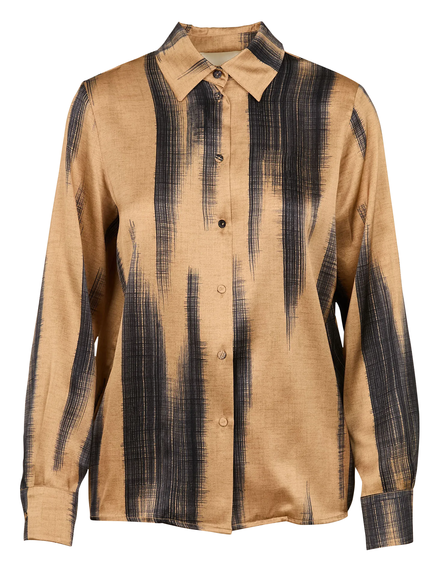 Chemise droite col classique imprimée en soie mélangée Doré SIMON