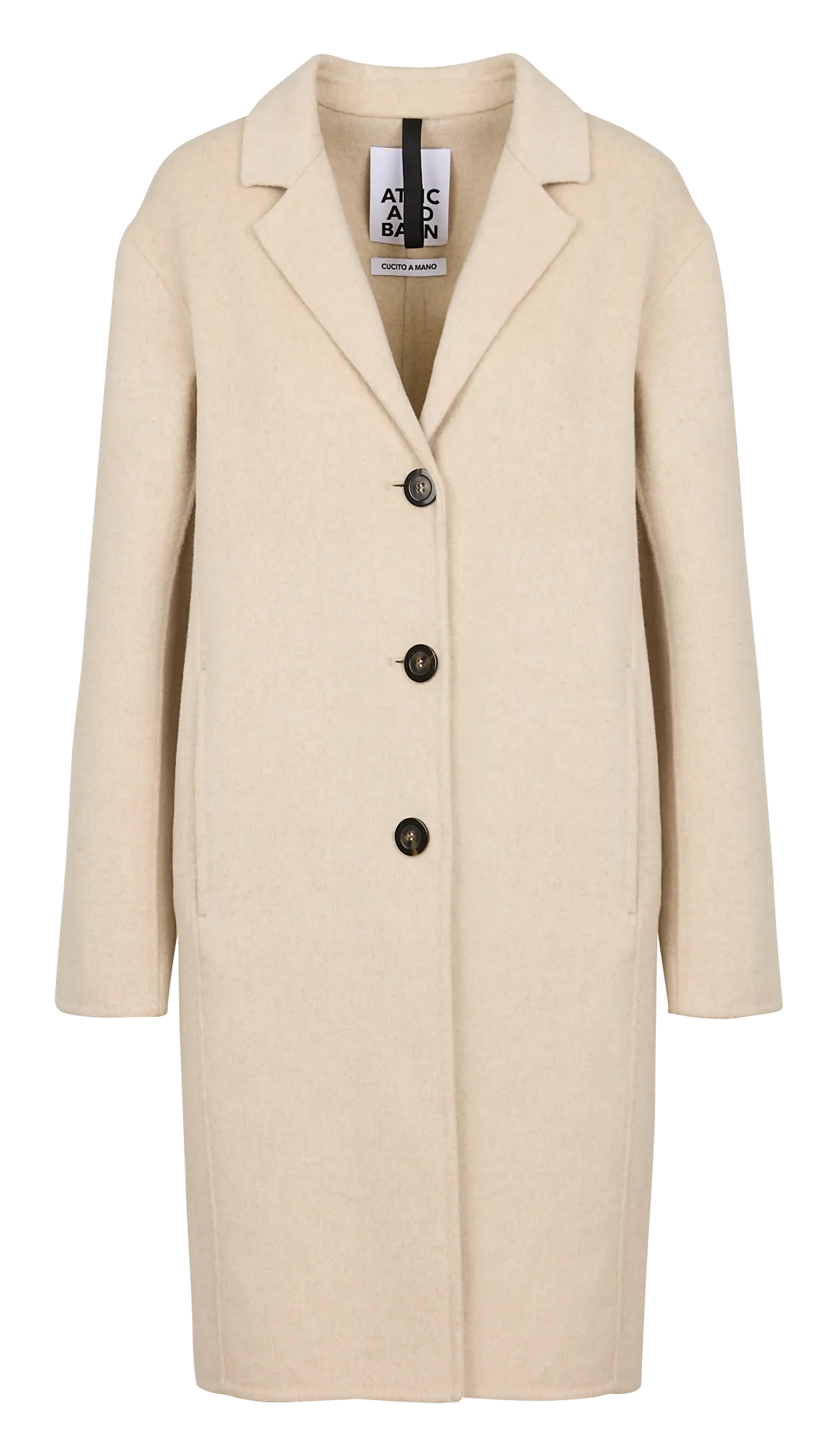 Manteau droit col tailleur en laine mélangée Beige FAGGIO