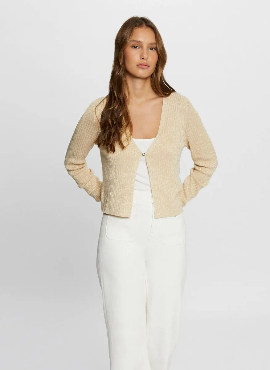 Gilet ajusté col V côtelé Doré 241-MIRZI