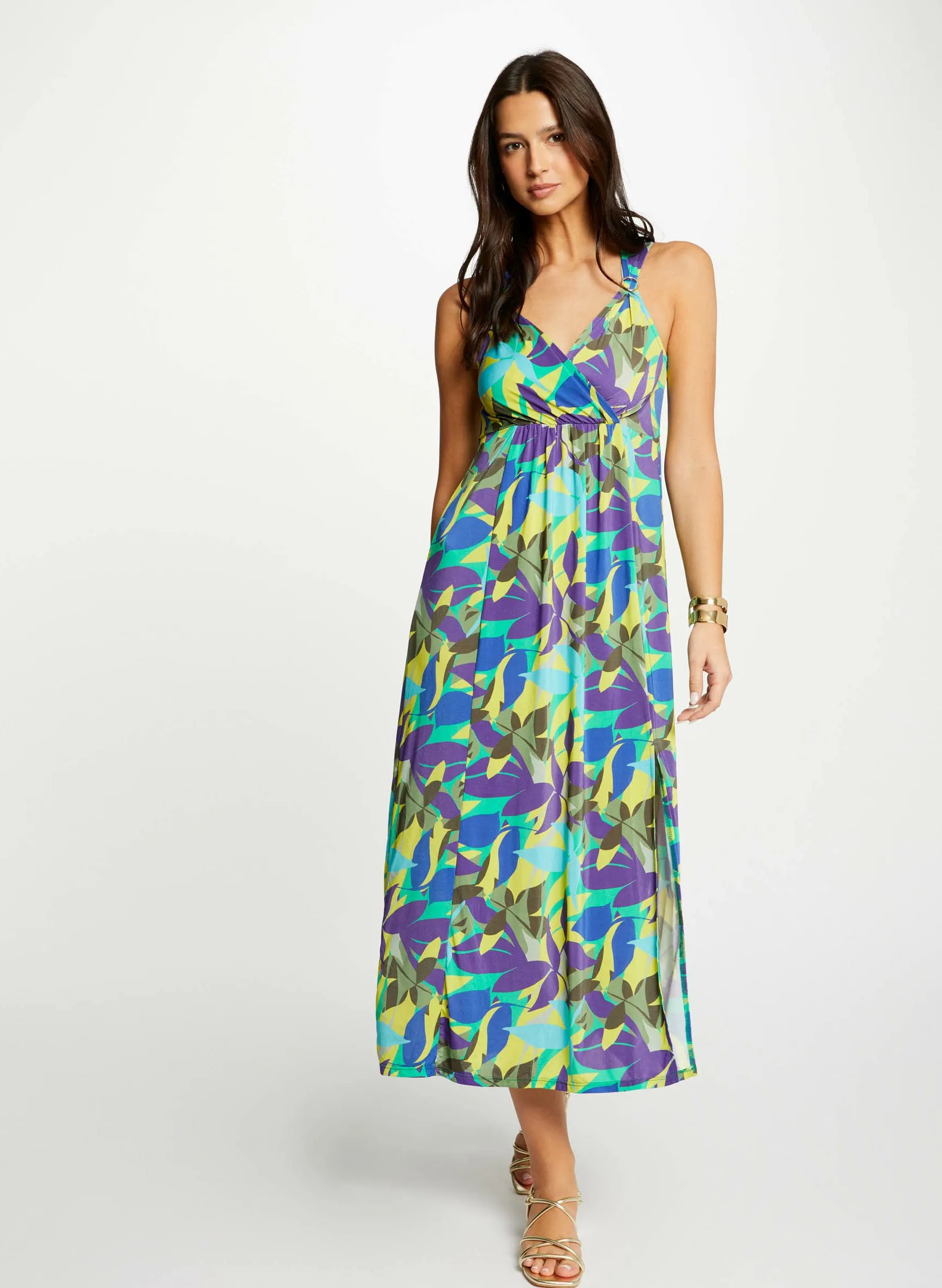 Robe midi droite imprimée Multicolore 241-RUSE