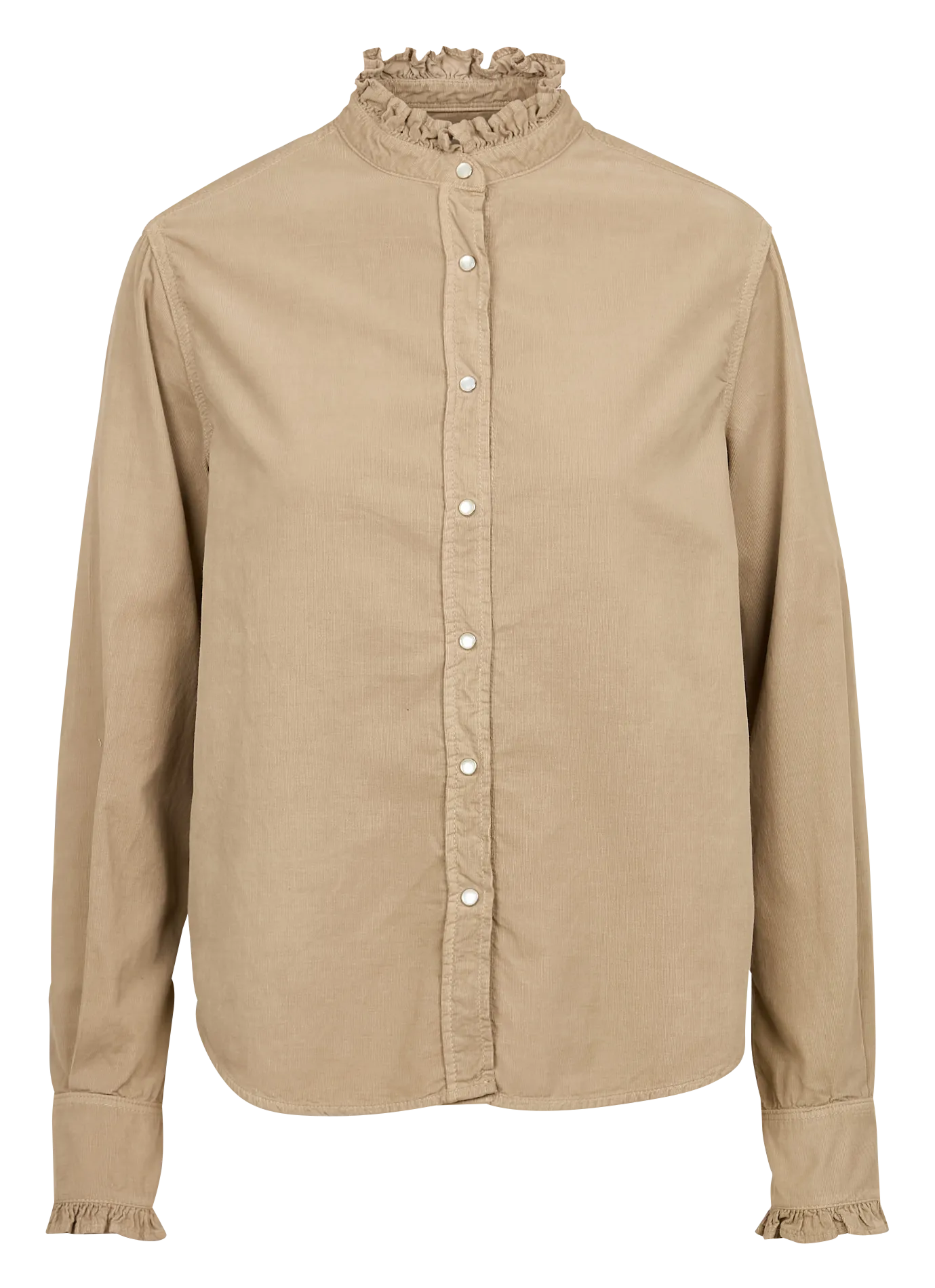 Chemise col victorien en velours de coton côtelé Beige GABY