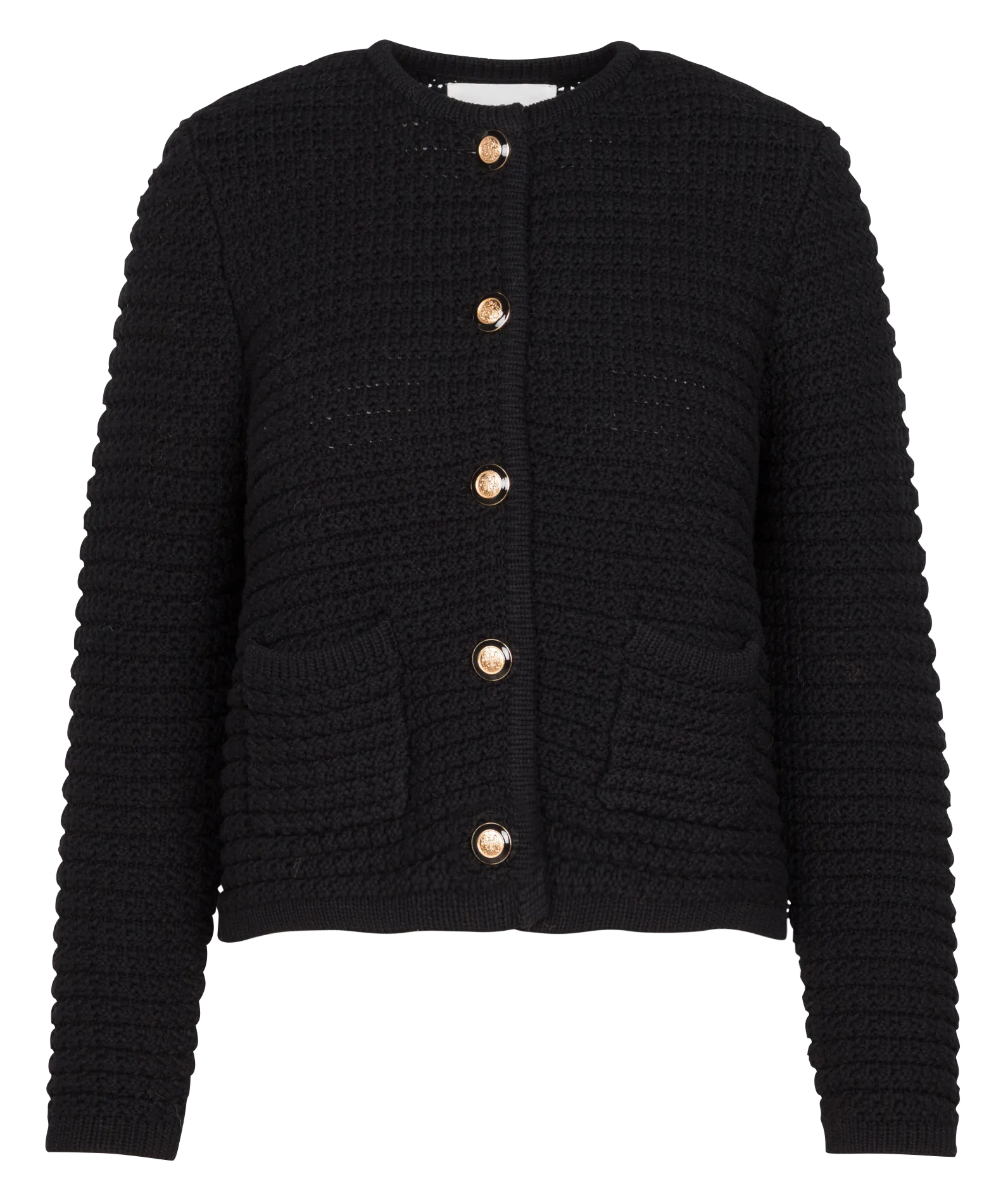 Gilet droit col rond en coton mélangé Noir GASPARD