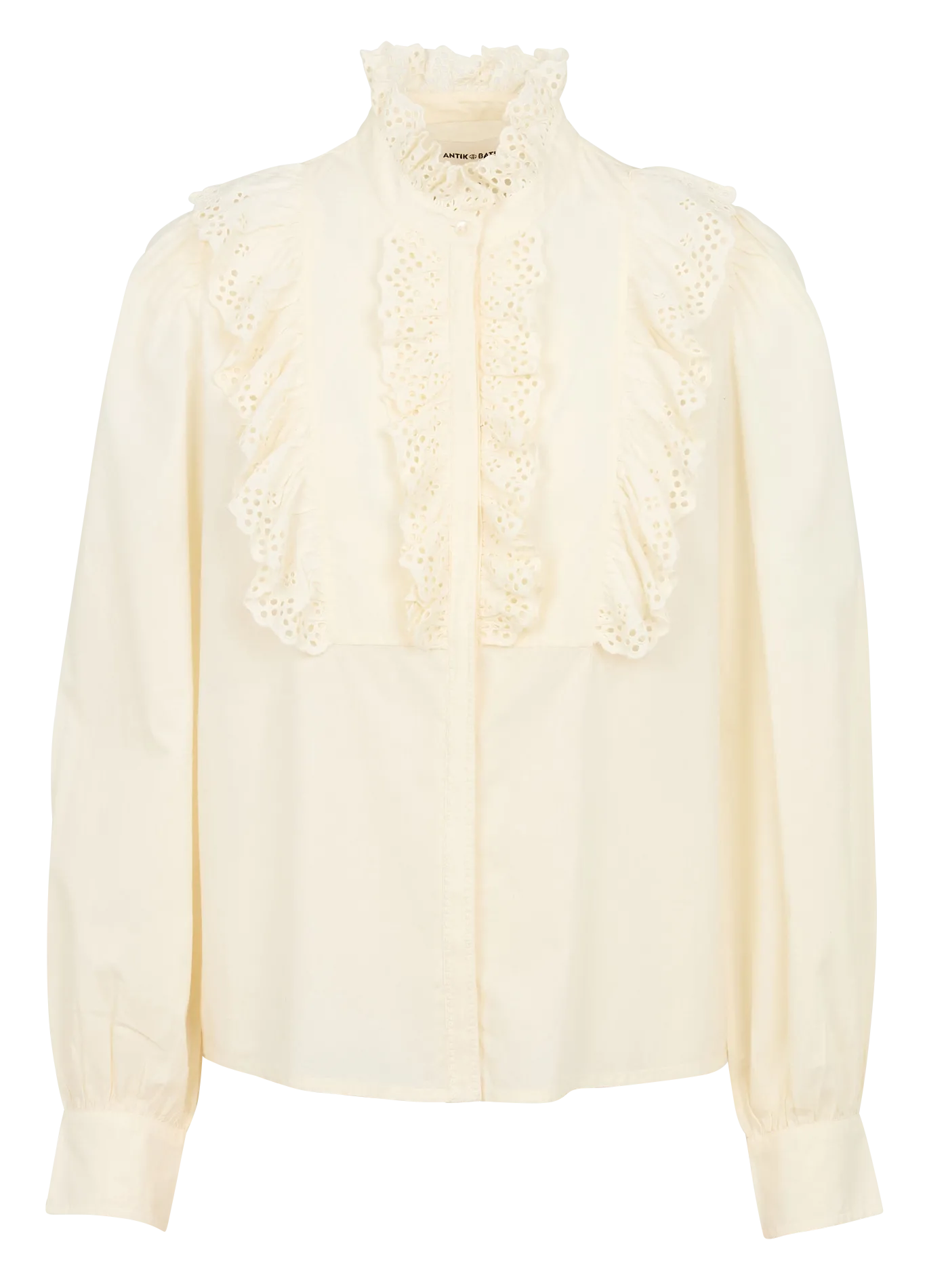 Chemise à plastron volanté en coton Blanc CHARLOTTE