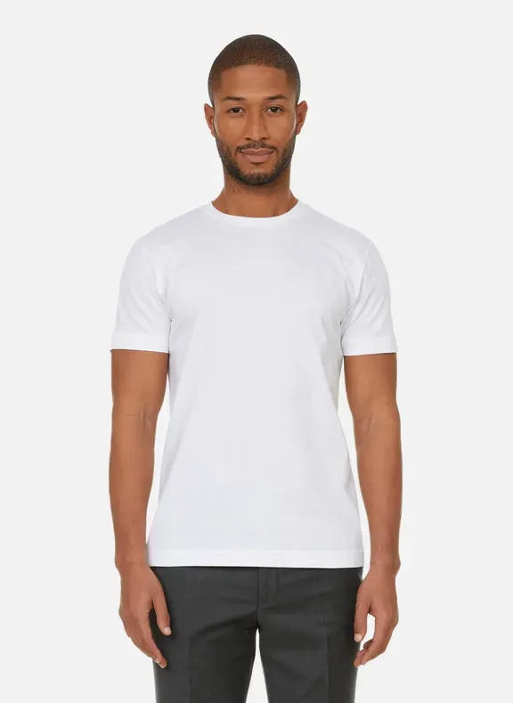 Tee-shirt droit col rond en coton Blanc