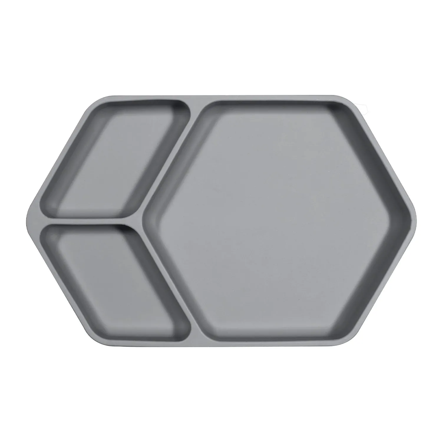 Assiette ventouse carré en silicone Gris