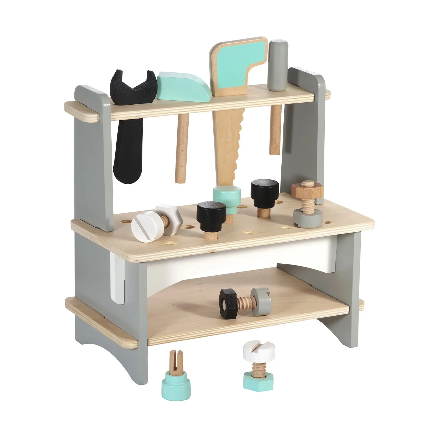 Établi de bricolage avec outils en bois Bleu