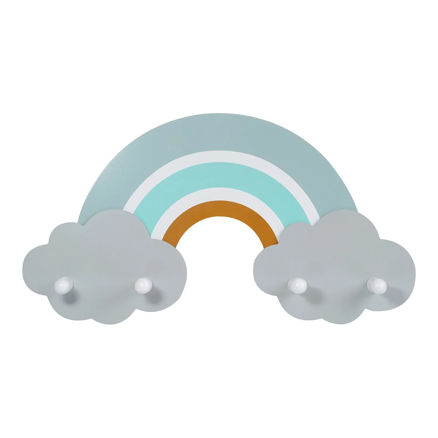 Porte-manteau mural forme arc-en-ciel en bois Bleu