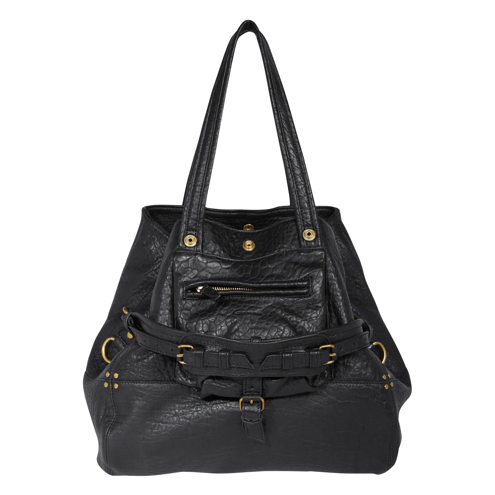 Sac cabas porté épaule en cuir Noir BILLY M