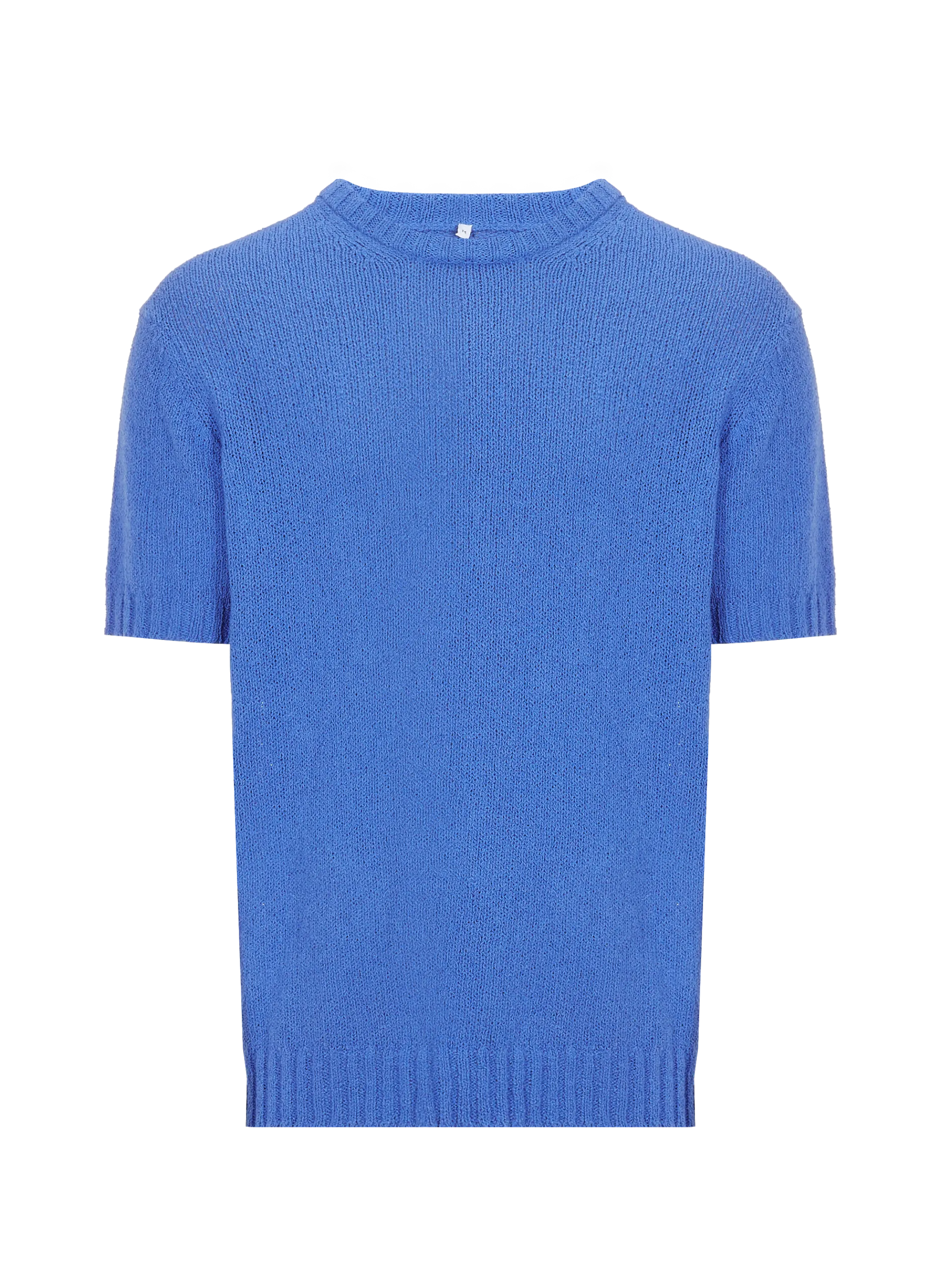 Pull ajusté manches courtes en coton mélangé Bleu DREW