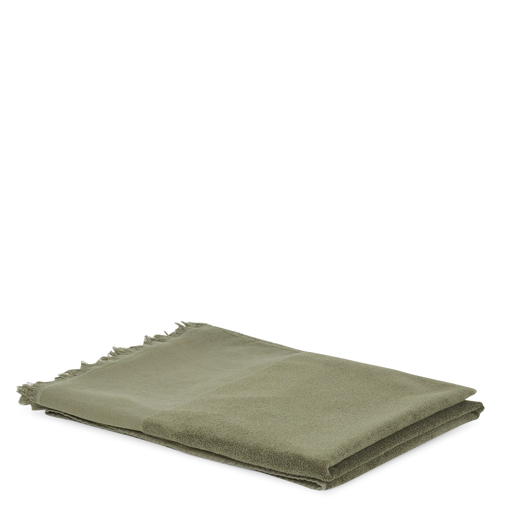 Fouta à franges en coton Kaki