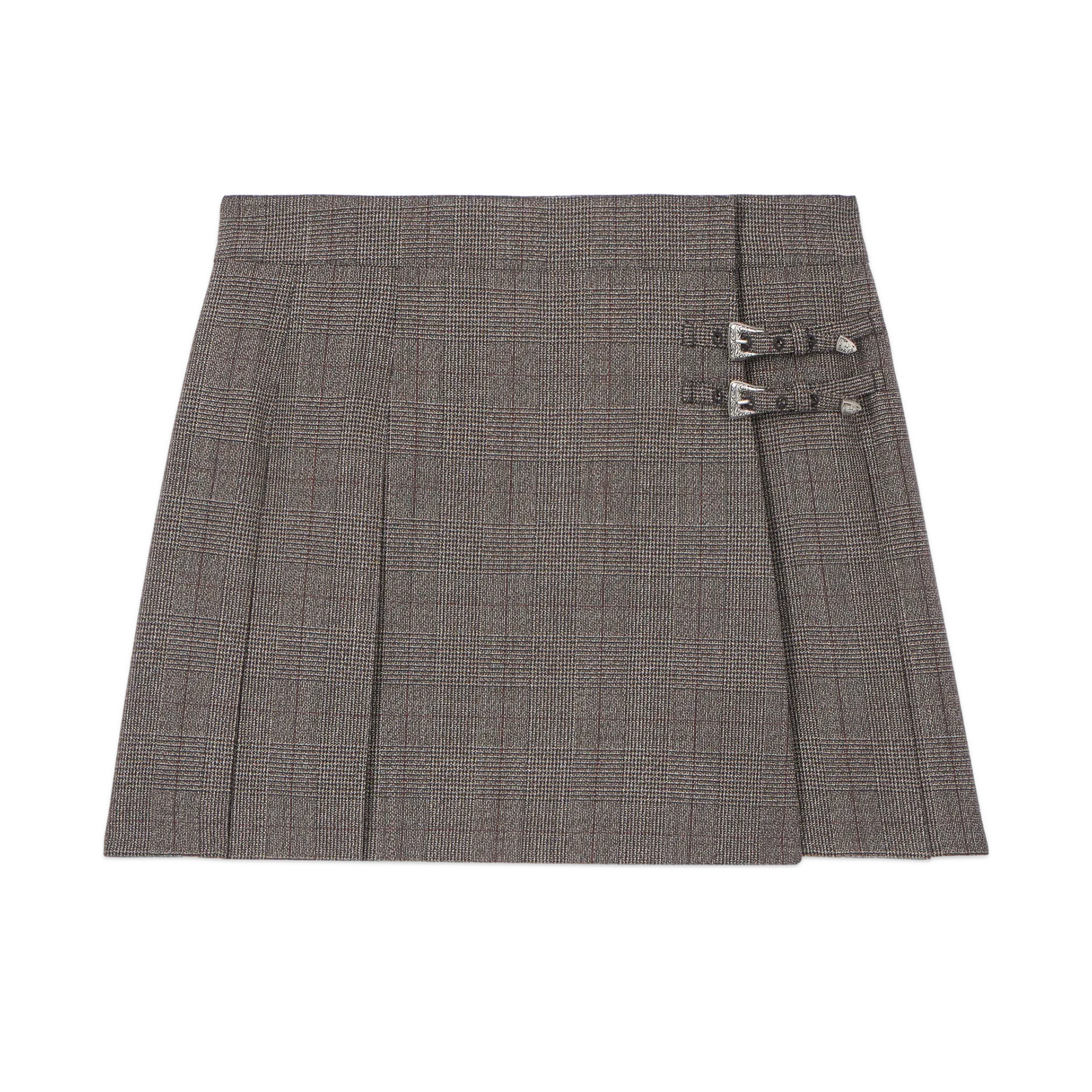 Jupe courte portefeuille en laine Marron