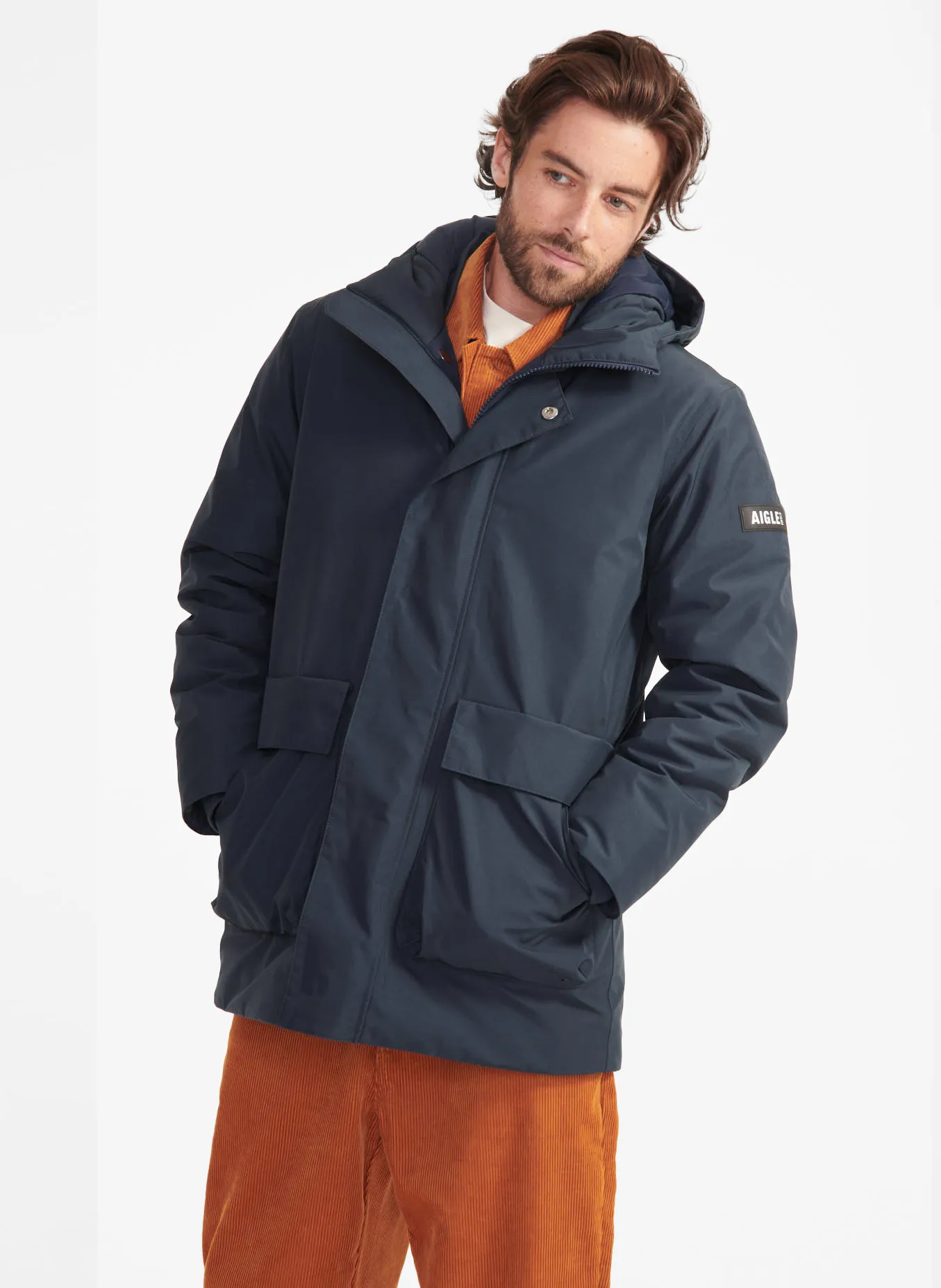 Parka col capuche Bleu