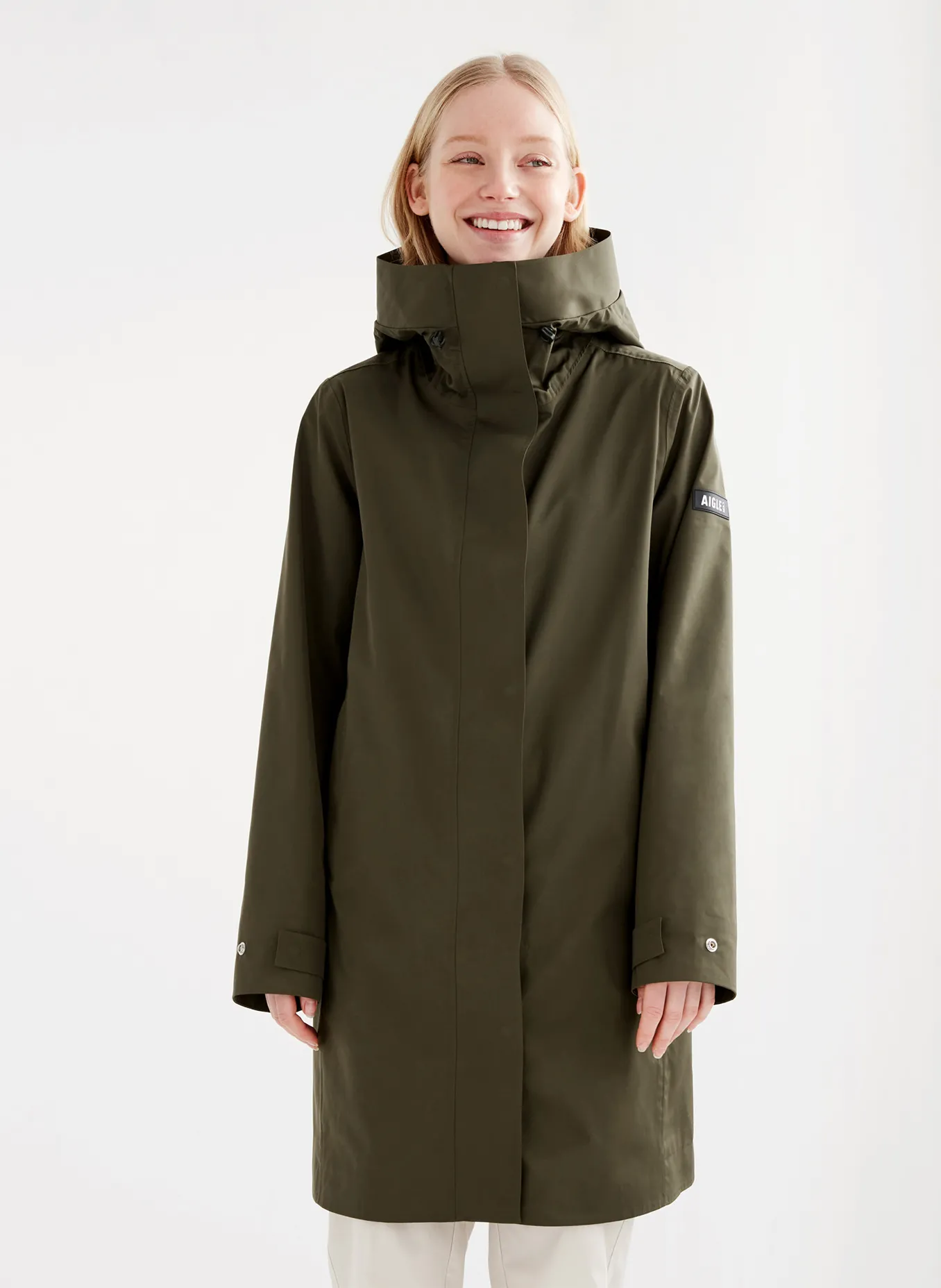 Parka imperméable col montant Vert