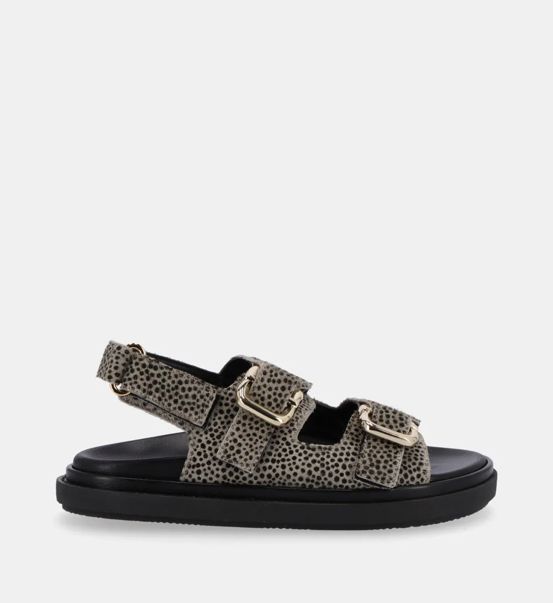 Sandales plates en cuir Gris HARPER