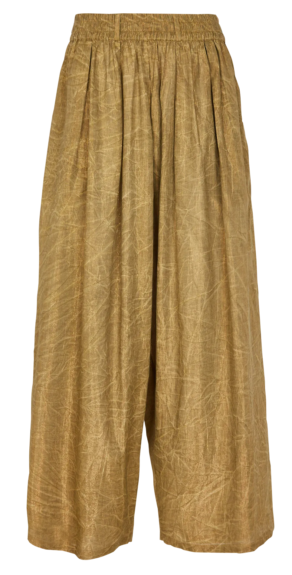 Pantalon large taille haute en coton mélangé Vert DAHBIA